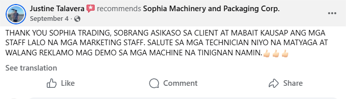 Client Review 1 - Excellent service and reliable machinery